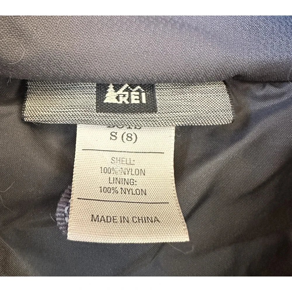 REI Hooded Kid's Rain Jacket Size S (8) Nylon Outdoors Boys Yellow Gray